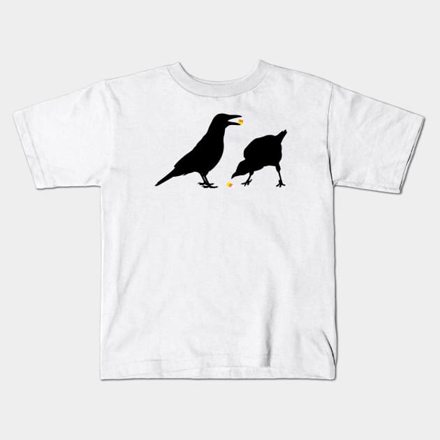 Halloween Candy Corn Crows Kids T-Shirt by cottoncanvas